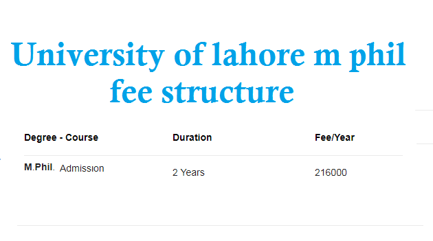 university of lahore m phil fee structure